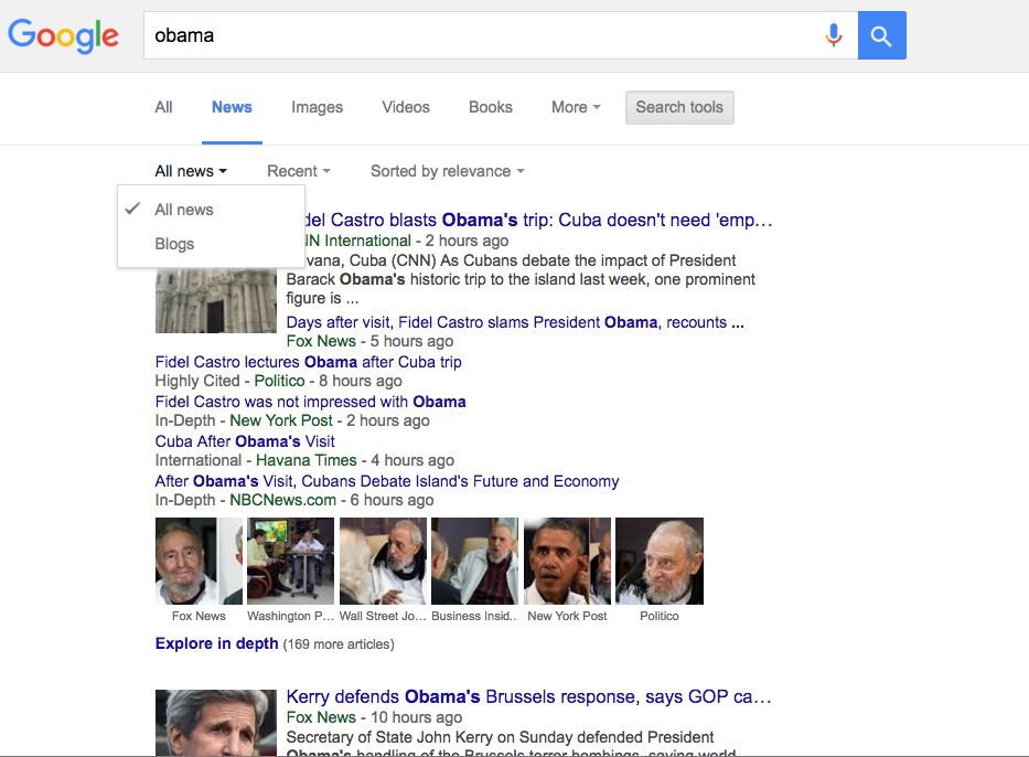 Google News Blog Search