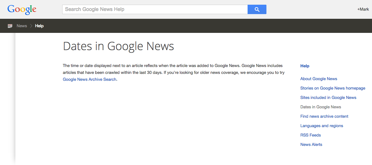 Google News Date Coverage