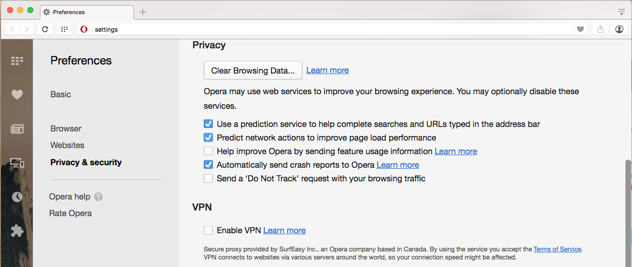 Opera Web Browser Introduces Free Virtual Private Network (VPN