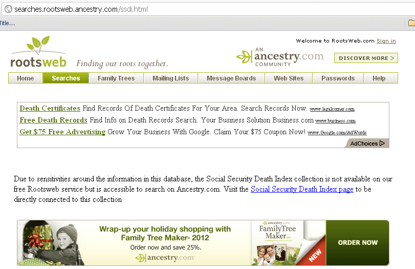 social security death index ssdi removed from rootsweb
