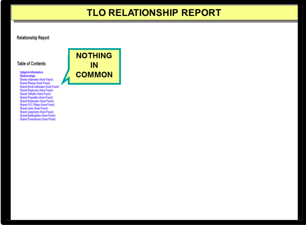 TLO Relationship Report