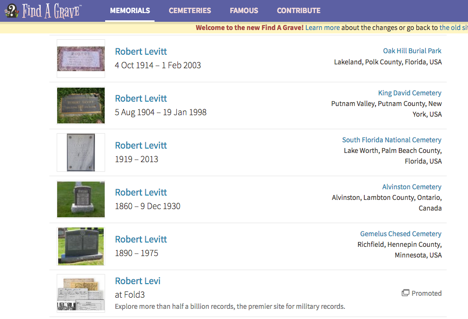 findagrave results