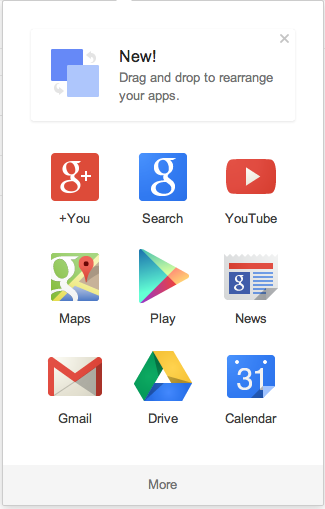 Google Apps Launcher - now with drag and drop