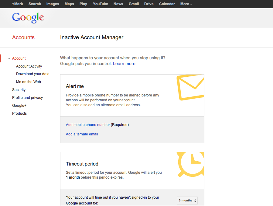 Google Inactive Account Manager