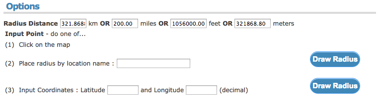 Map Radius Options