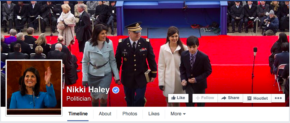 South Carolina Governor Nokki Haley on Facebook