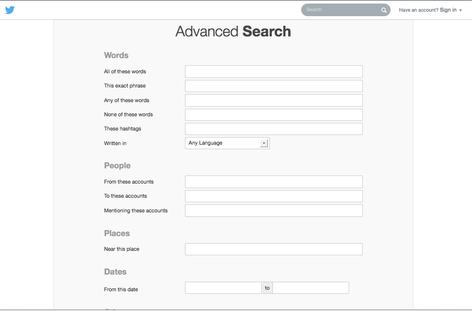 Twitter Advanced Search Page